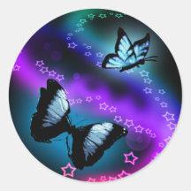 Purple Butterfly Genesis Round Stickers