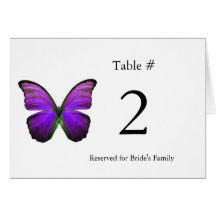 Purple Butterfly Reception Table Number Greeting Card