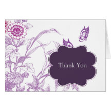 Purple Butterfly Thank You Note Card