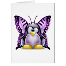 Purple Butterfly Tux (Linux Tux) Cards