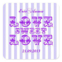 Purple Candy Stripe LOVE SWEET LOVE sticker
