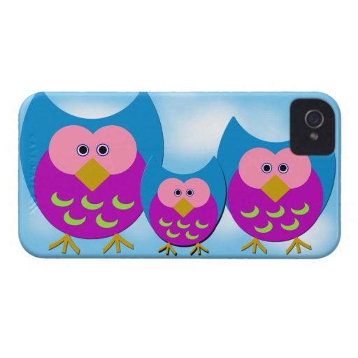 Purple Cartoon Owls iPhone 4/4S Case iPhone 4 Covers