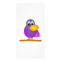 Purple Cartoon Parrot Custom Photo Card