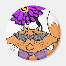 Purple Cat Dude Refrigerator Magnets