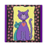 Purple Cat & Kitty - magnet