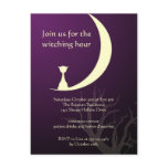 Purple cat moon spooky Halloween invitation card Post Cards