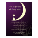 Purple cat moon spooky Halloween invitation card Post Cards
