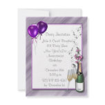 Purple Champagne Party Invitation