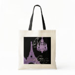 Purple Chandelier Effiel Tower Save The Date Canvas Bag