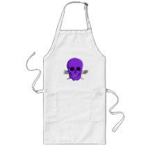 Purple Chef Cooking Skull with Spoon and Fork Apron