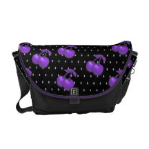 Purple cherries polka dot messenger bag
