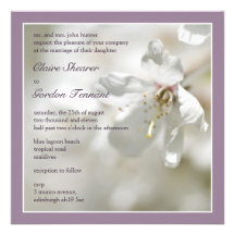 Purple Cherry Blossom Wedding Invitiation Invites