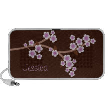Purple Cherry Blossoms Brown Doodle Speaker