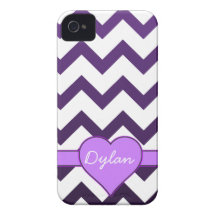 Purple Chevron Ombre Custom Name Heart iPhone 4 Cover