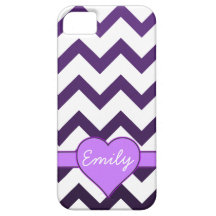 Purple Chevron Ombre with Name Heart iPhone 5 Case