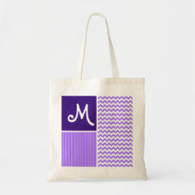 Purple Chevron Pattern Tote Bags