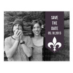 Purple Chic Flourish Banner Save the Date Postcard