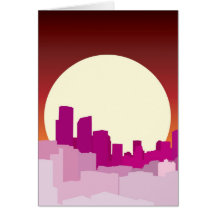 Purple City Nights Greeting Card