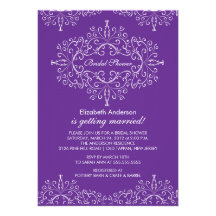 Purple Classy Frame Bridal Shower Invitation