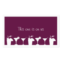Purple cocktail wedding event custom drink ticket business card template