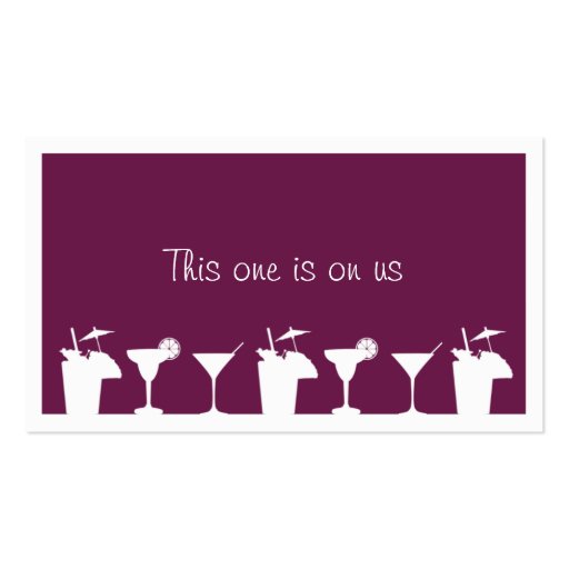 Purple cocktail wedding event custom drink ticket business card template