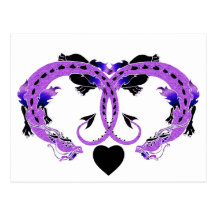 Purple Coiled Dragon Post Cards