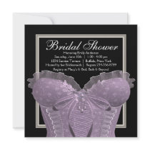 Purple Corset Bridal Shower Custom Announcement