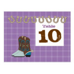 Purple Country Western Table Number Cards Post Card
