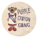 Purple Crayon Gang Round Sticker