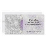 purple cream and grey royale damask custom photo card