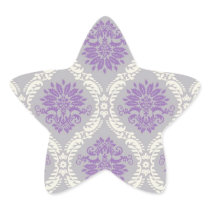 purple cream and grey royale damask star stickers