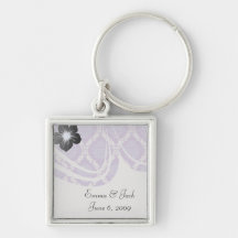 purple cream damask pattern key chain