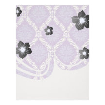purple cream damask pattern personalized letterhead