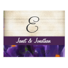 Purple Crocus Flower Monogram Postcards