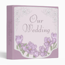 Purple Crocus Flowers Wedding Photo Album 3 Ring Binders