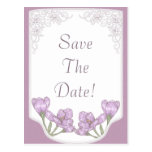 Purple Crocus Flowers Wedding Save The Date Post Card