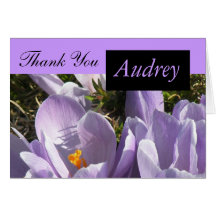 Purple Crocus Thank You Card with Name