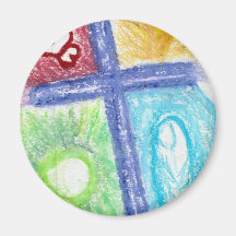 Purple Cross of Jesus: original art Magnets