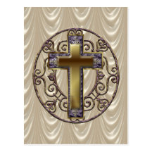 Purple Cross Round Postcard
