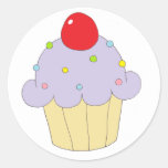 Purple Cupcake Round Stickers