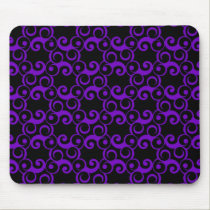 Purple Curlies on Black mousepads