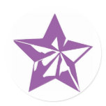Purple Cut Out Star Round Stickers