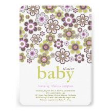 Purple Daisies Flowers Blooms Baby Shower Invite