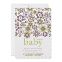 Purple Daisies Flowers Blooms Baby Shower Invite