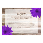 Purple Daisy Barn Wood Wedding RSVP Response Card