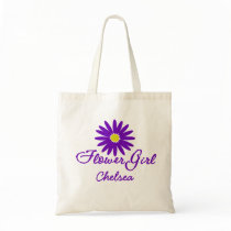 Purple Daisy Flower Girl Tote Bag