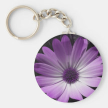 Purple Daisy Flower Keychain