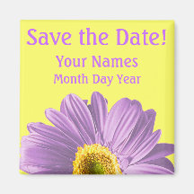 Purple Daisy Flower Save The Date Custom Fridge Magnet