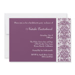 Purple Damask Bachelorette Party Invitation