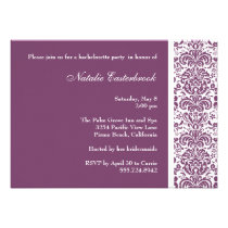 Purple Damask Bachelorette Party Invitation invitations